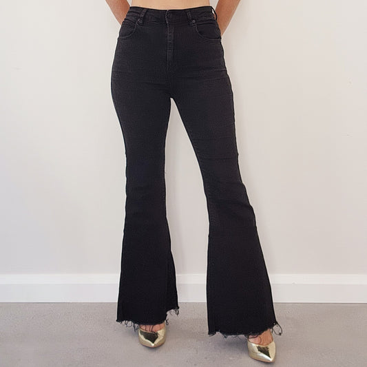 Black Flare High Waisted Abrand Jeans in size 8