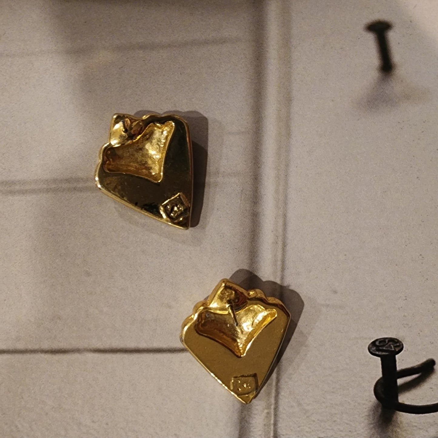 Vintage Gold and Black Enamel Earrings