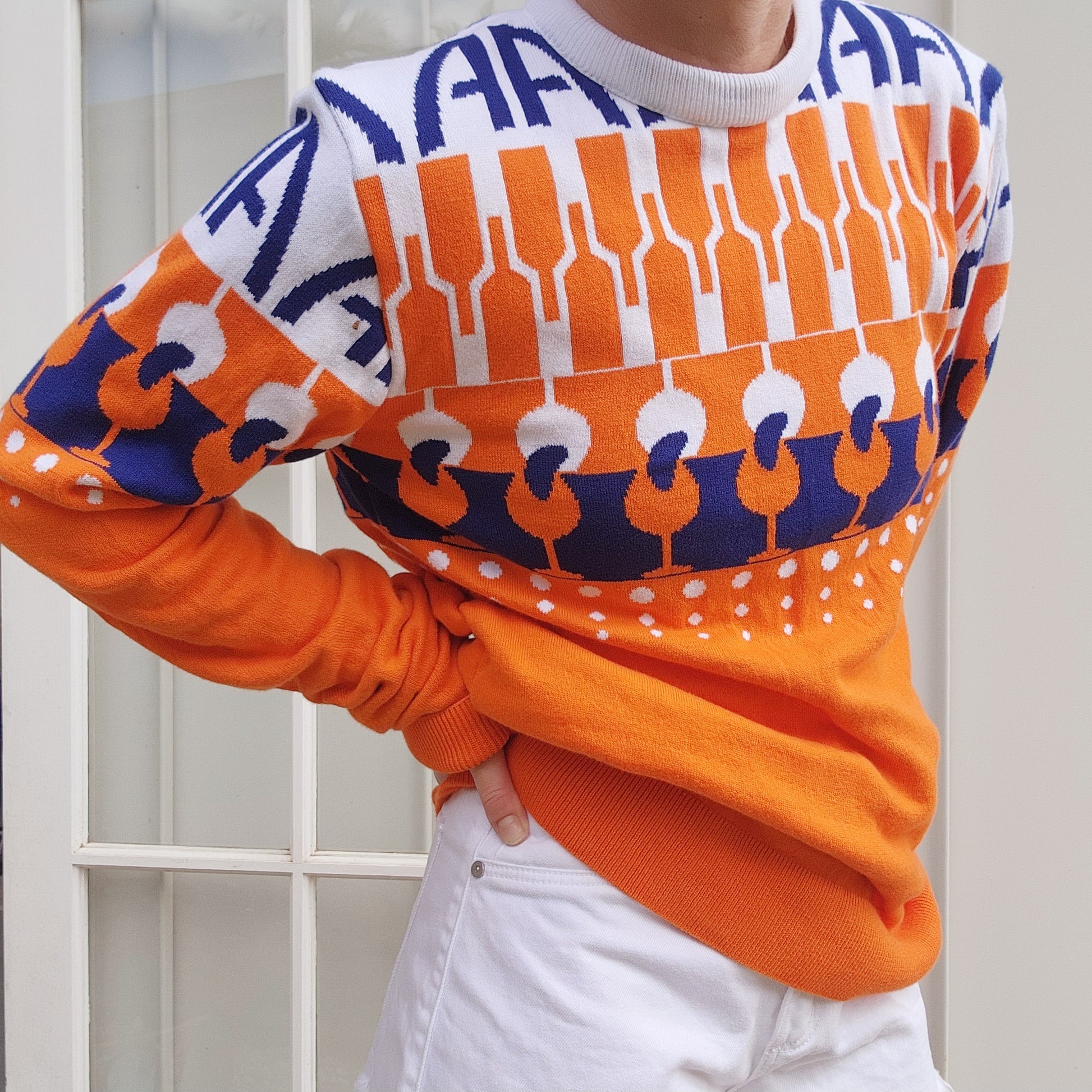 Aperol Spritz orange printed festive knit size xs