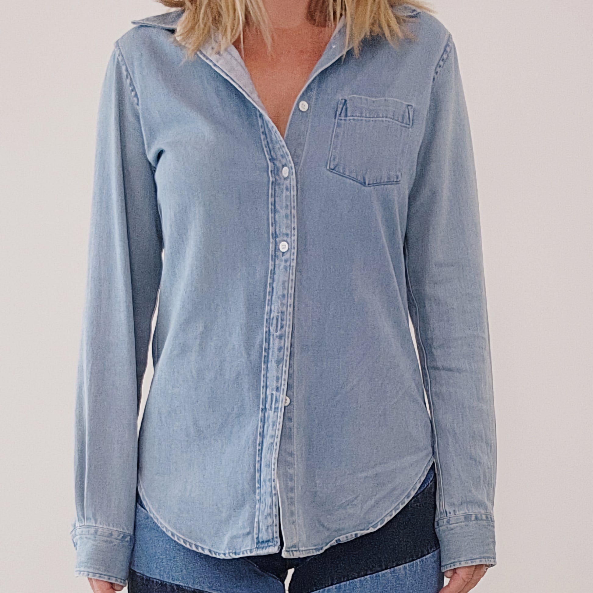 Secondhand Assembly Label blue button up shirt, size 6