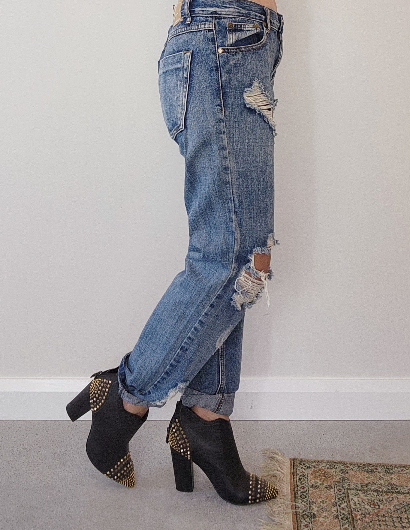 One Teaspoon ripped denim jeans, distressed low rise size 10