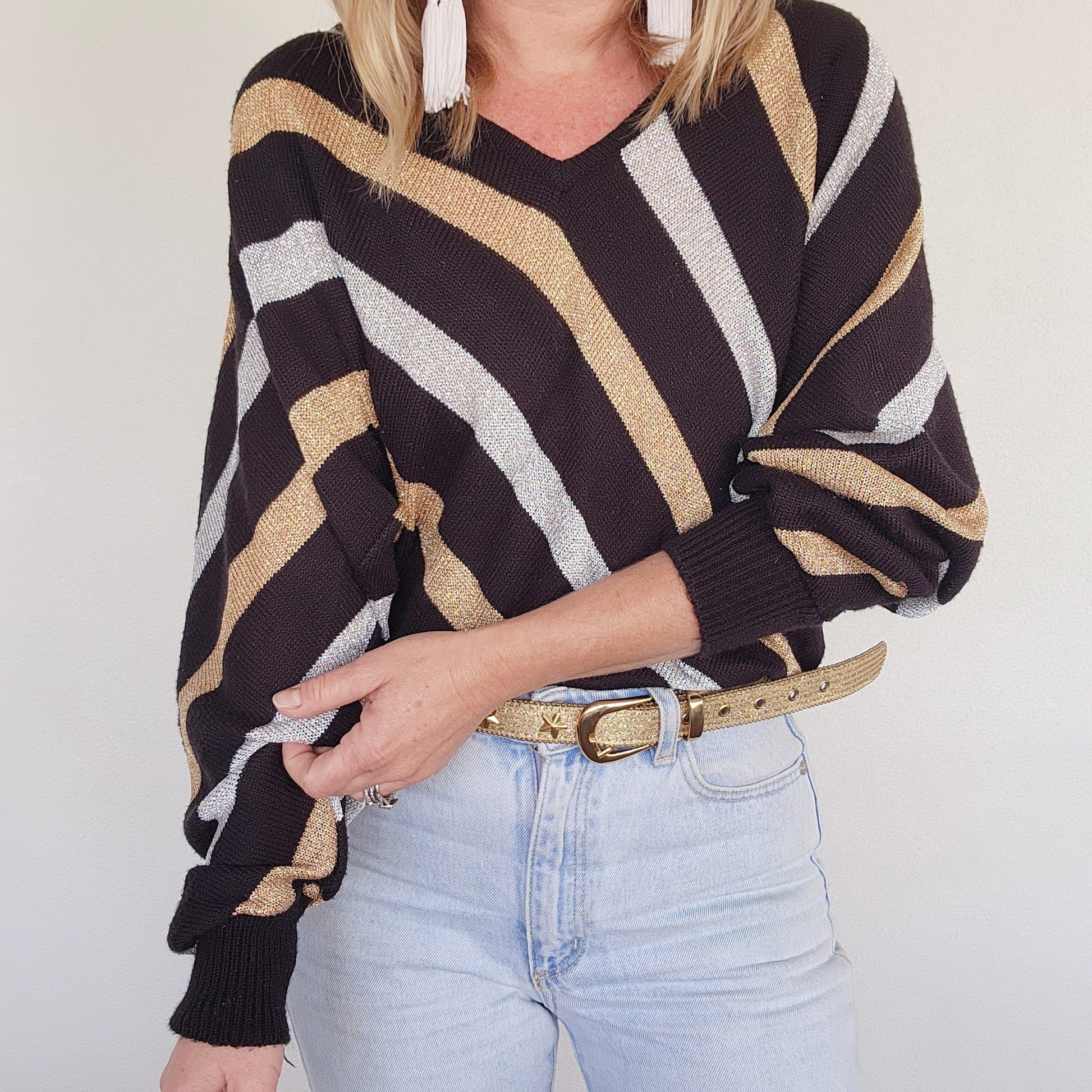 Vintage metallic knit, lightweight jumper. wilsonavenue.au
