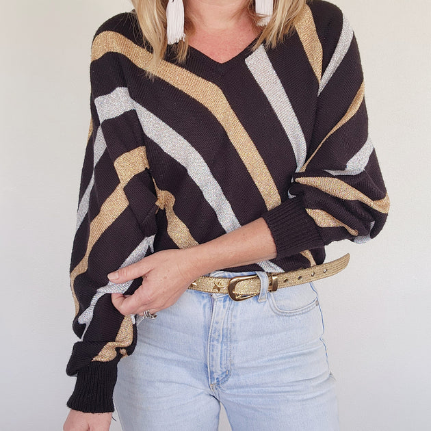 Vintage 2000s cashmere pastel striped jumper