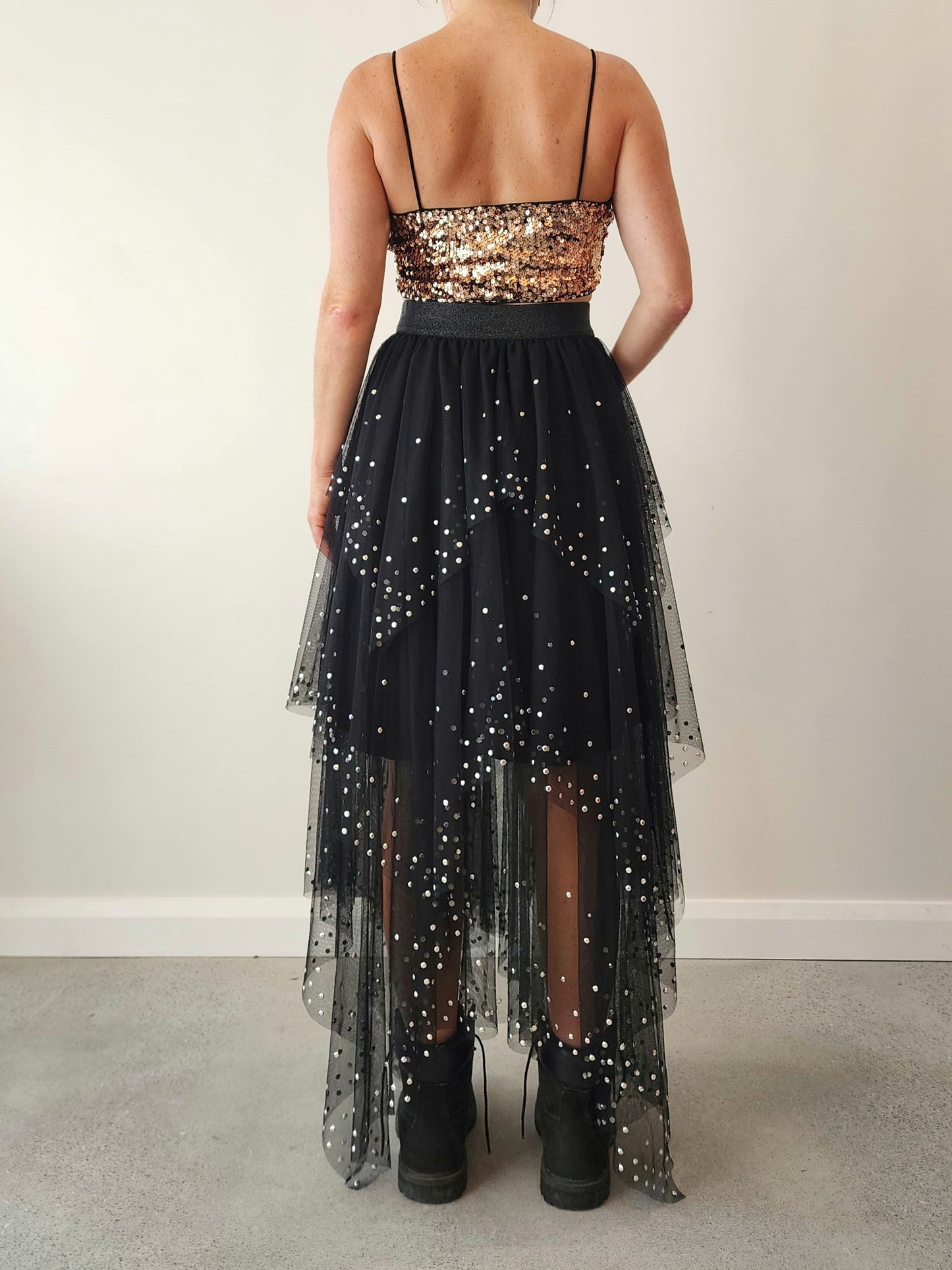 Sass and Bide black embellished midi skirt size XS