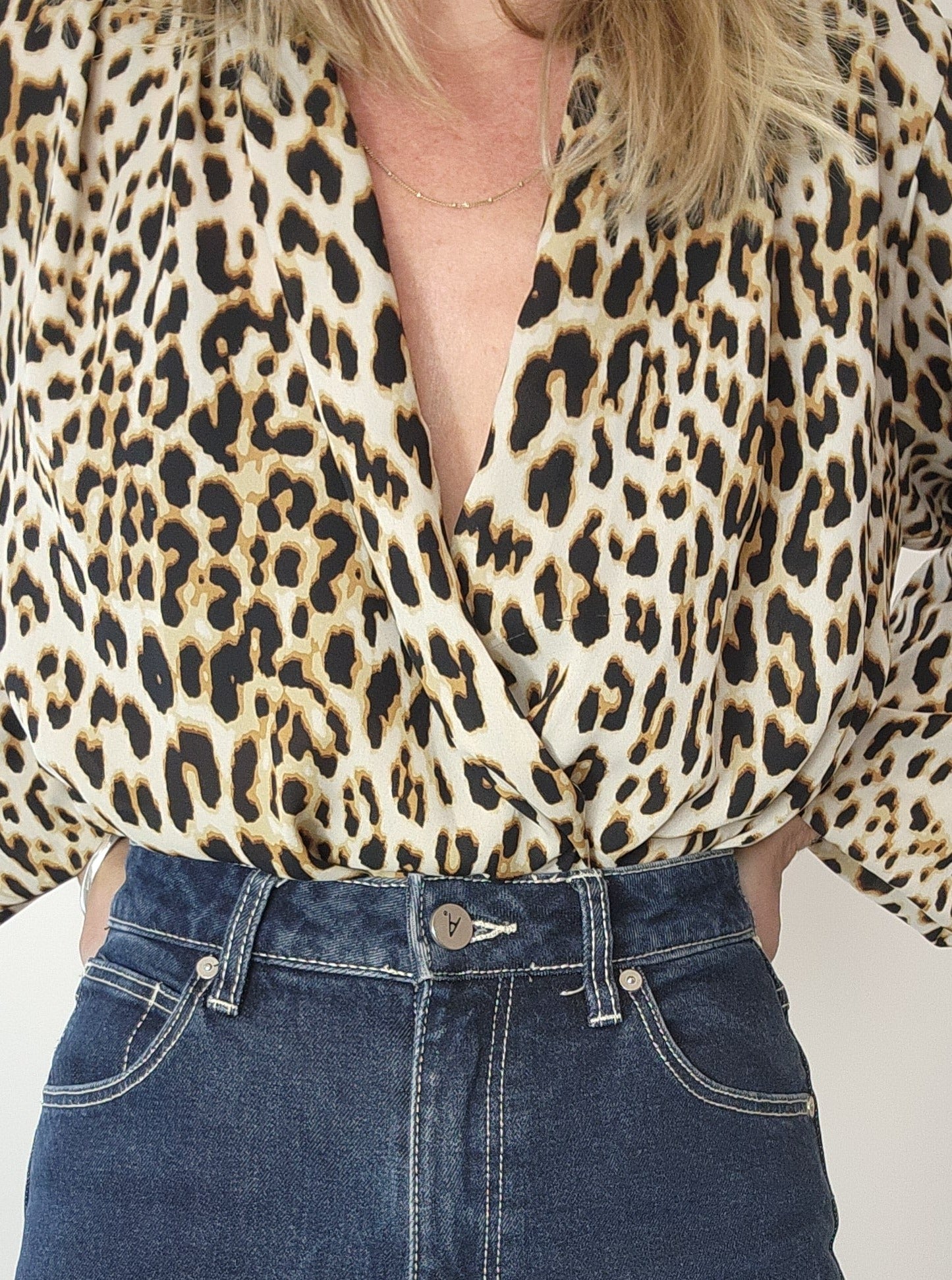 Circa Collective Animal Print Bodysuit, Long Sleeve Size S