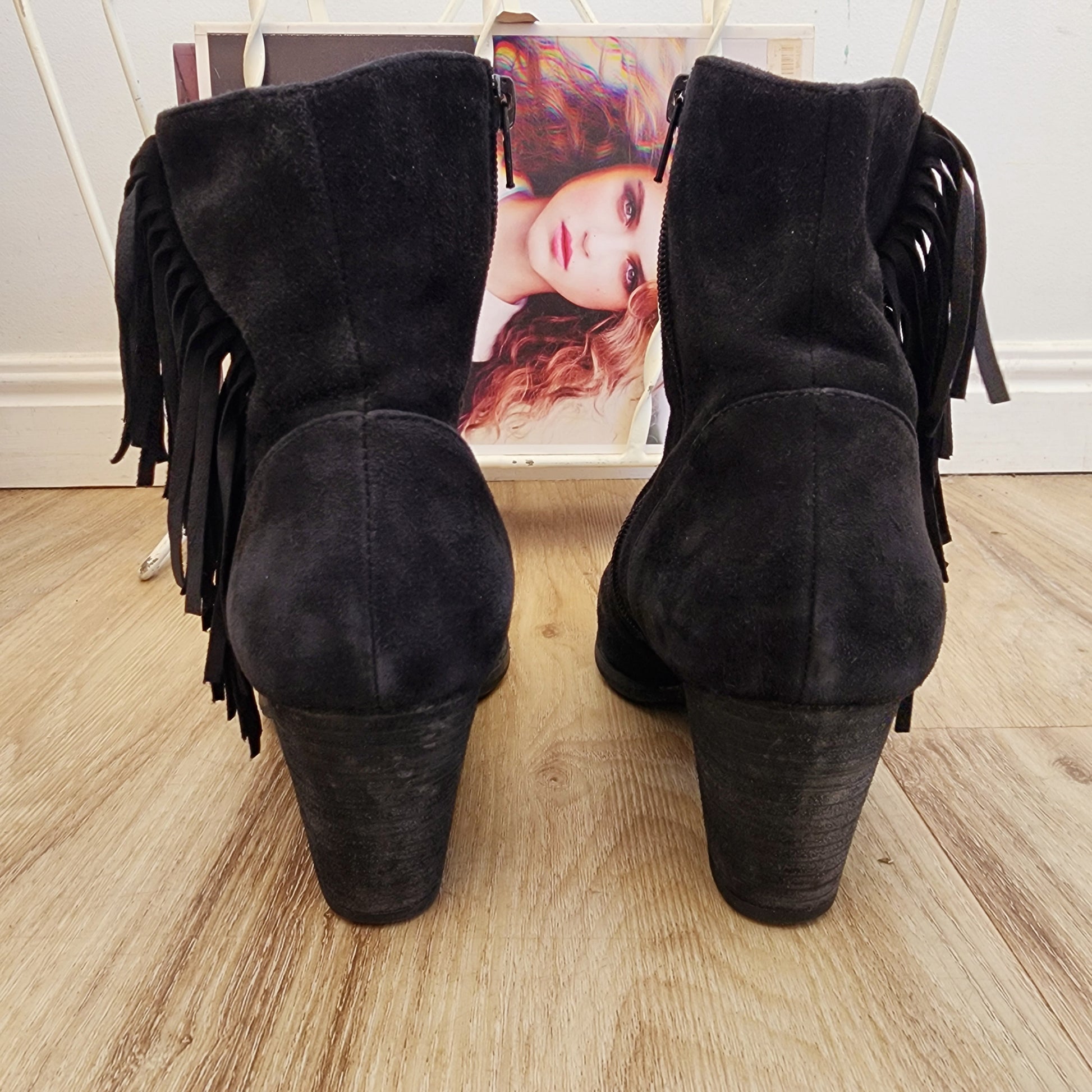 Black fringe ankle boots by Wittner. Cowgirl Western Boots