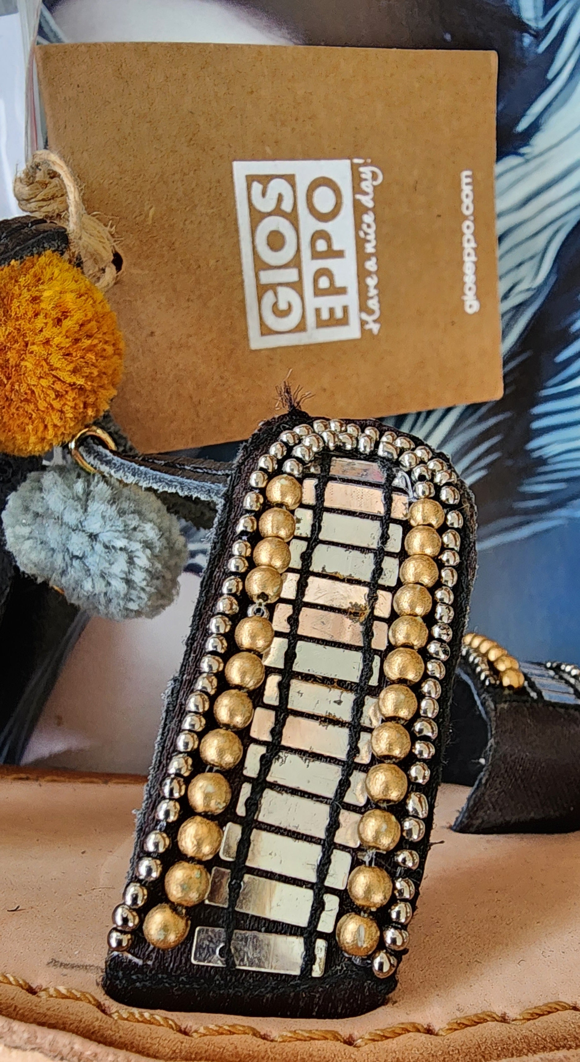 Gioseppo Nayeli sandal close up showing DE silvering of mirror detail