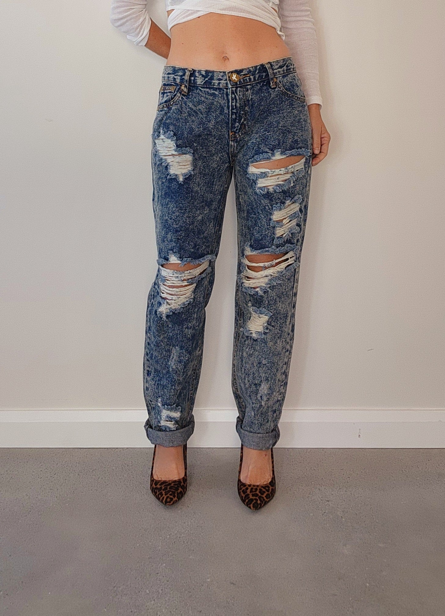 One Teaspoon, stone wash ripped jeans, size 10