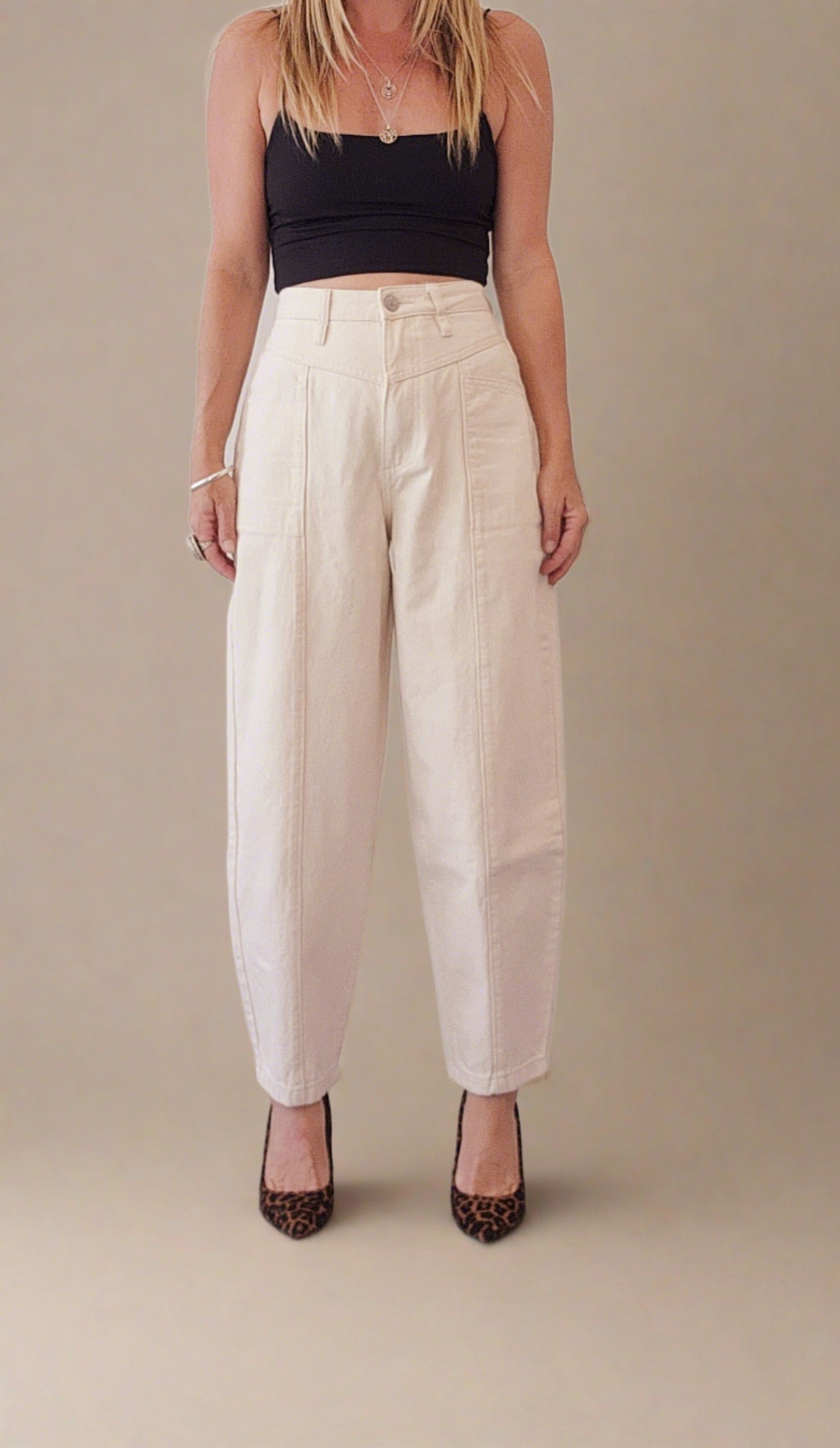 Beige Jag Cropped Jeans