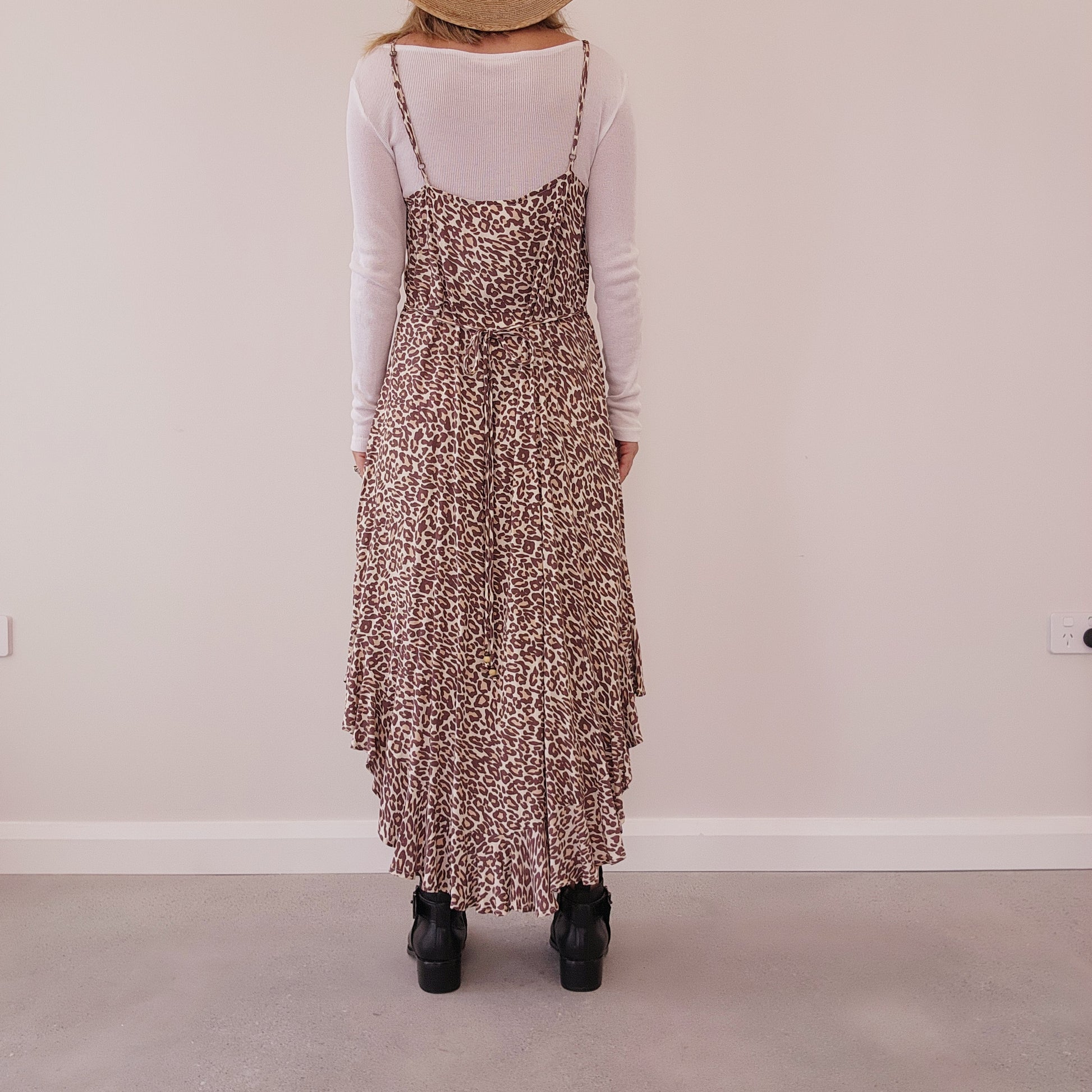 Brand new animal print slip dress, brand new with tags attached, frill hemline.