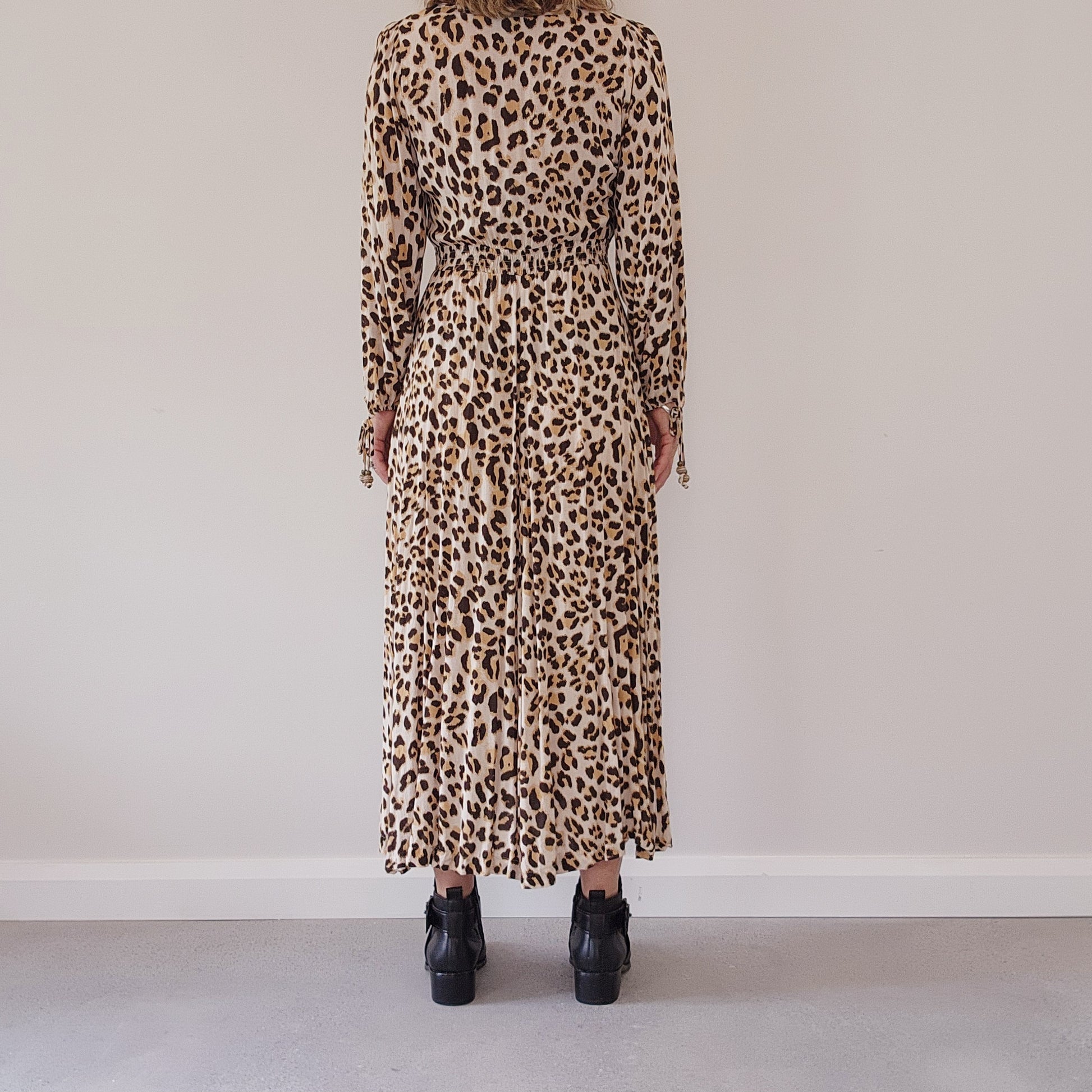 Kivari long sleeve bellini dress, leopard print xxs