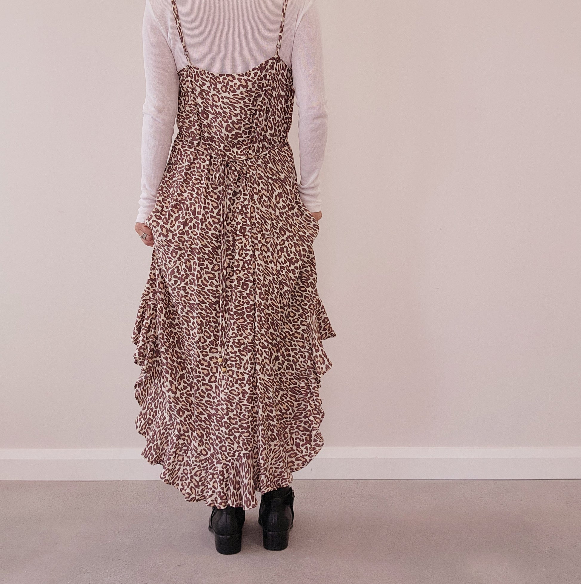 Kivari Alena slip dress brand new, animal print, frill hem, beaustiful new with tags attached