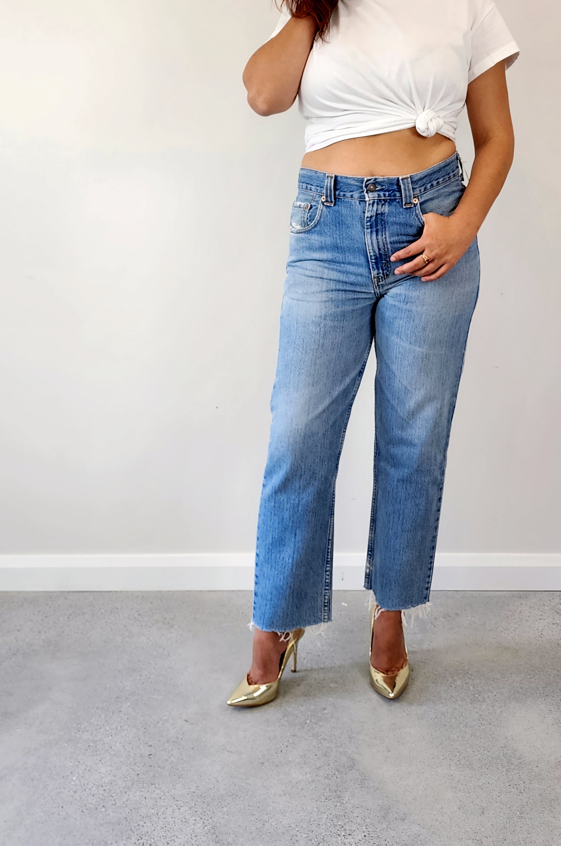 Raw hem Levi 504 jeans size 12