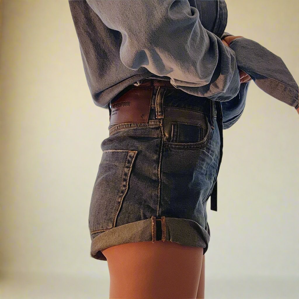 Australian Designer, One Teaspoon Bandits, high waisted cuffed style, mini shorts in a size 6