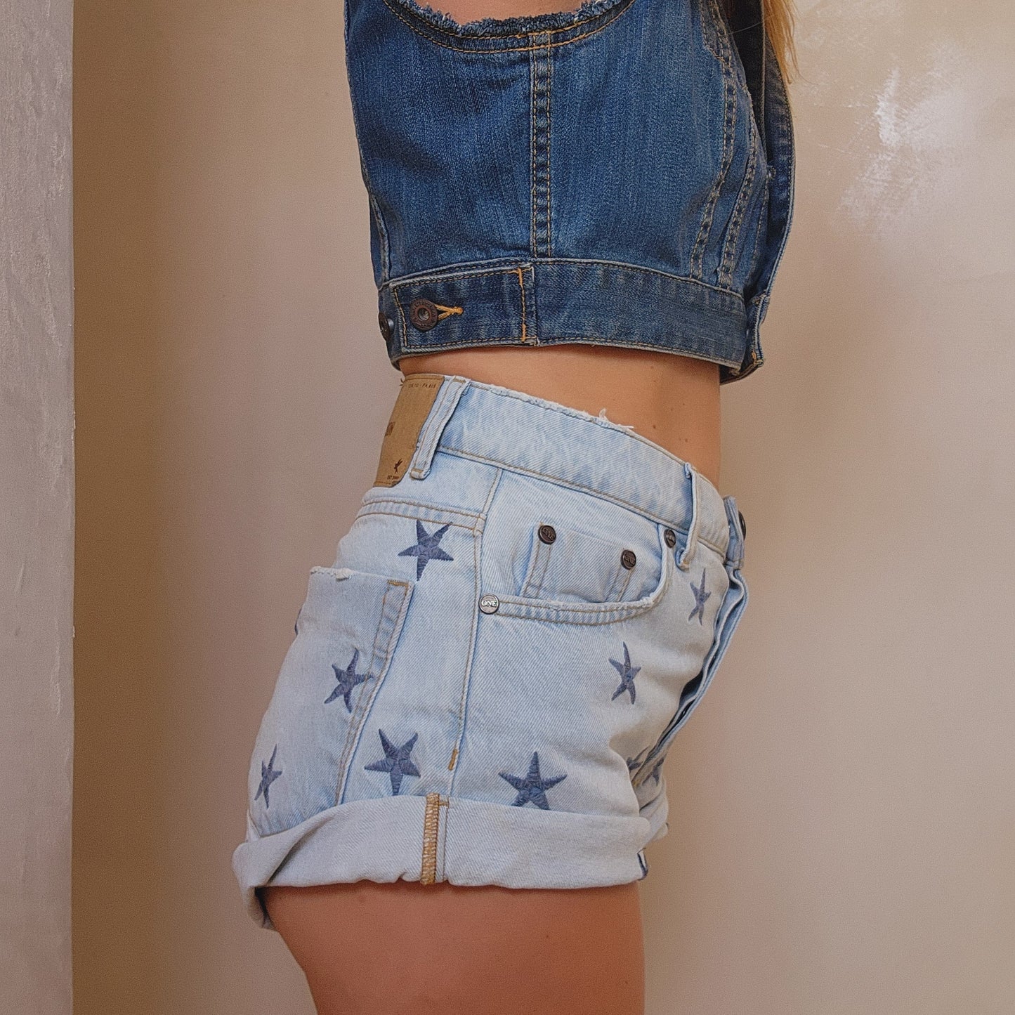 One Teaspoon limited edition bandits with embroidered blue stars.