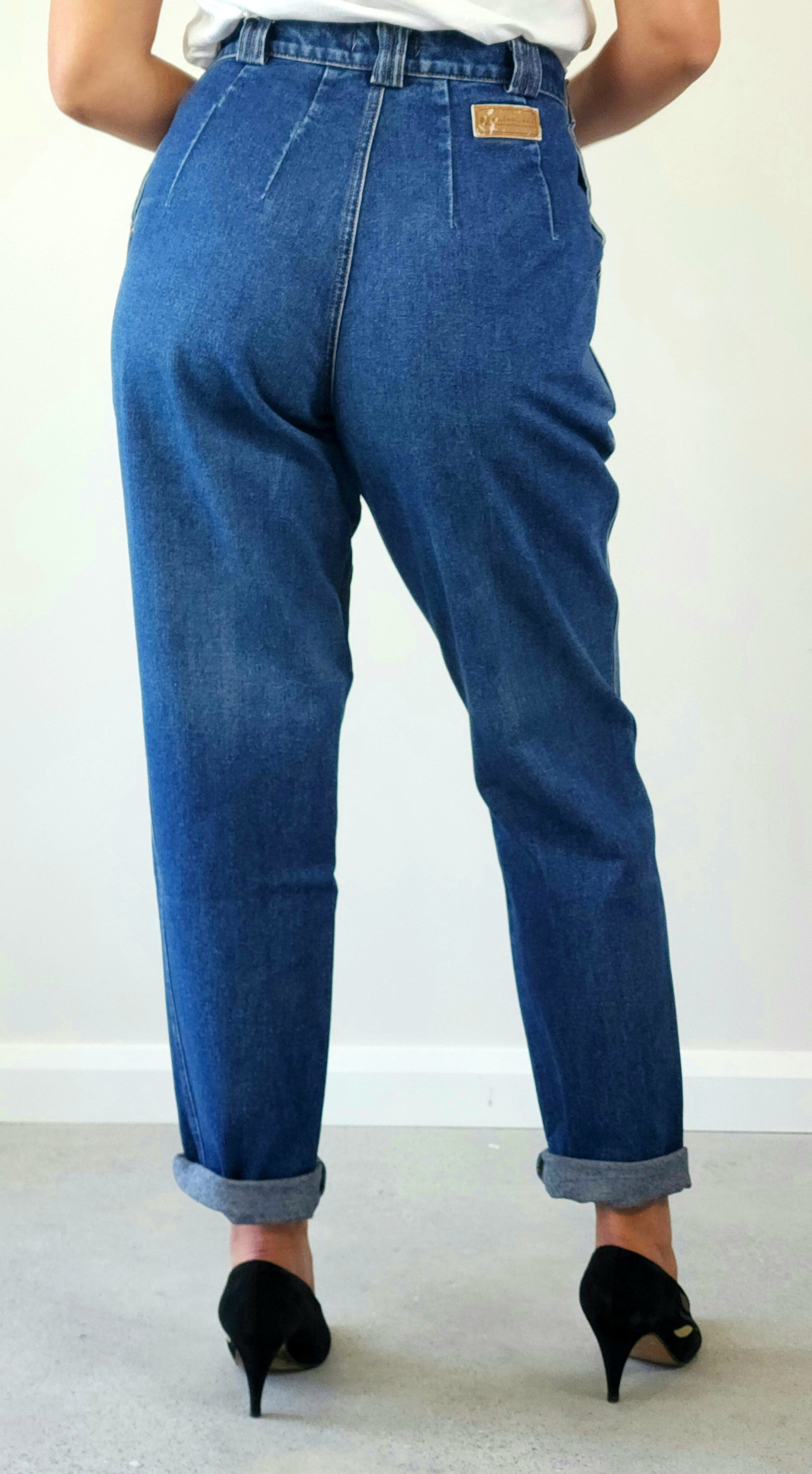 Button up blue denim jeans, vintage denim available at Wilsonavenue.au