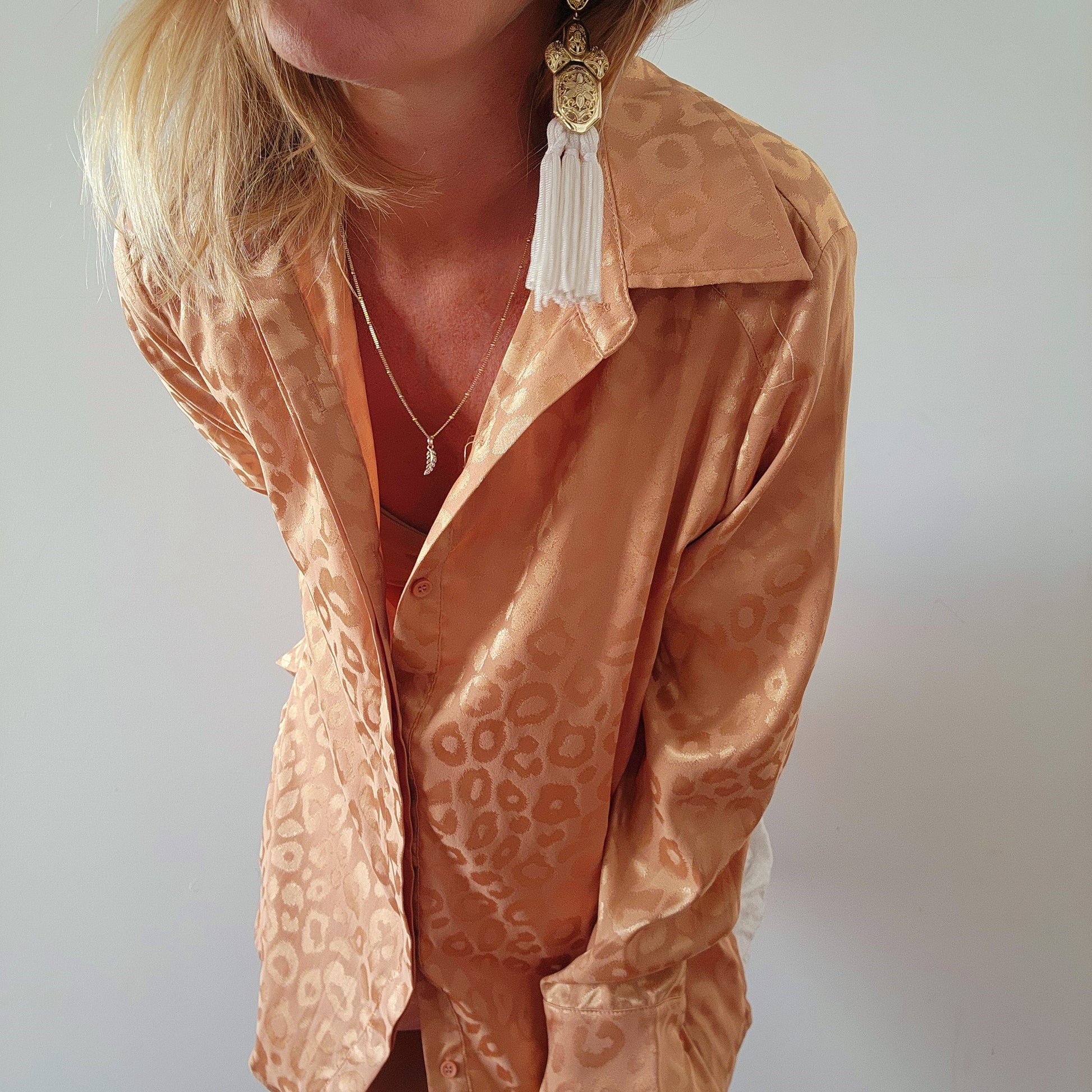 Gold with white tassel earrings by Samantha Wills