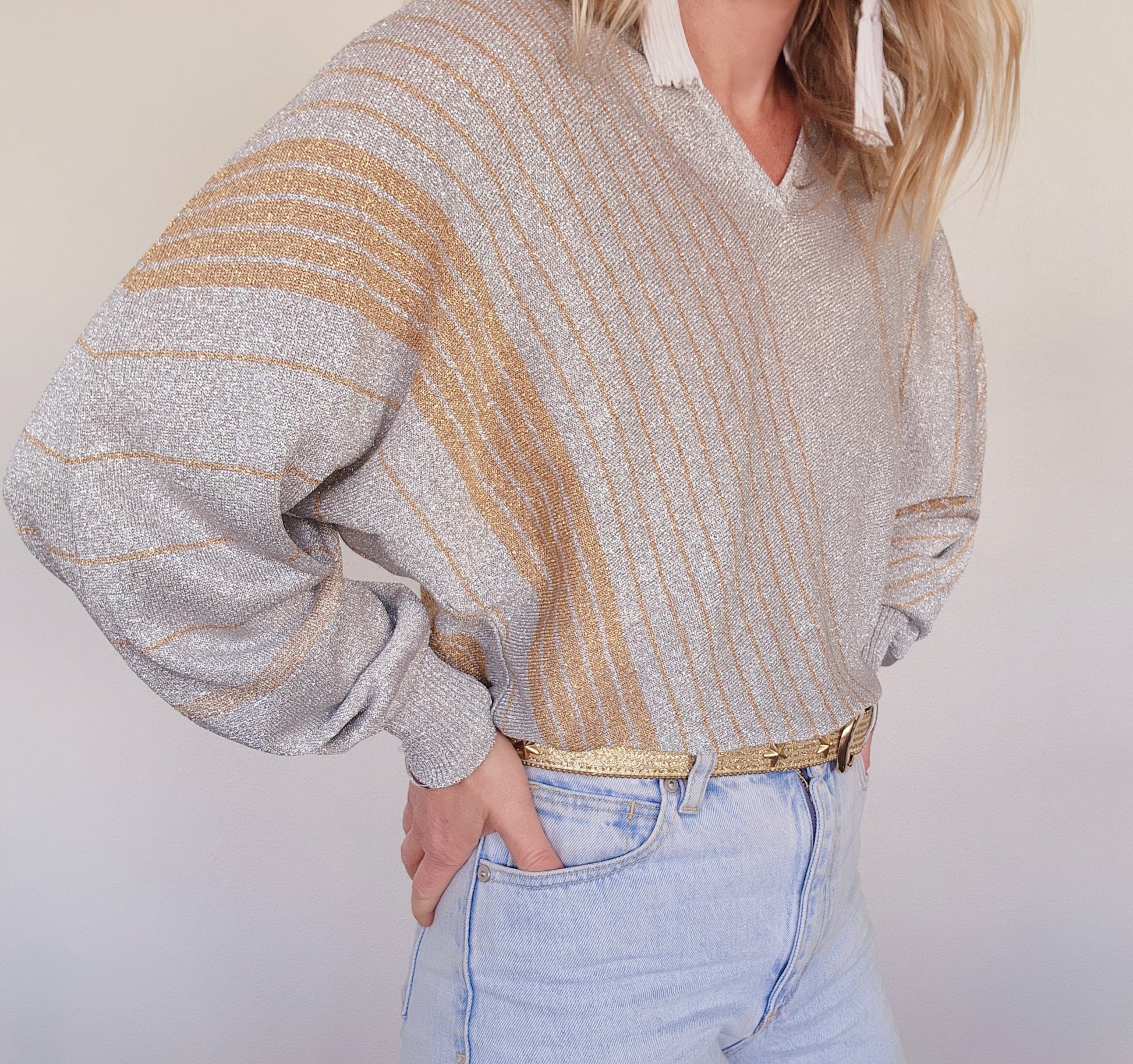 Vintage metallic knit, lightweight. wilsonavenue.au