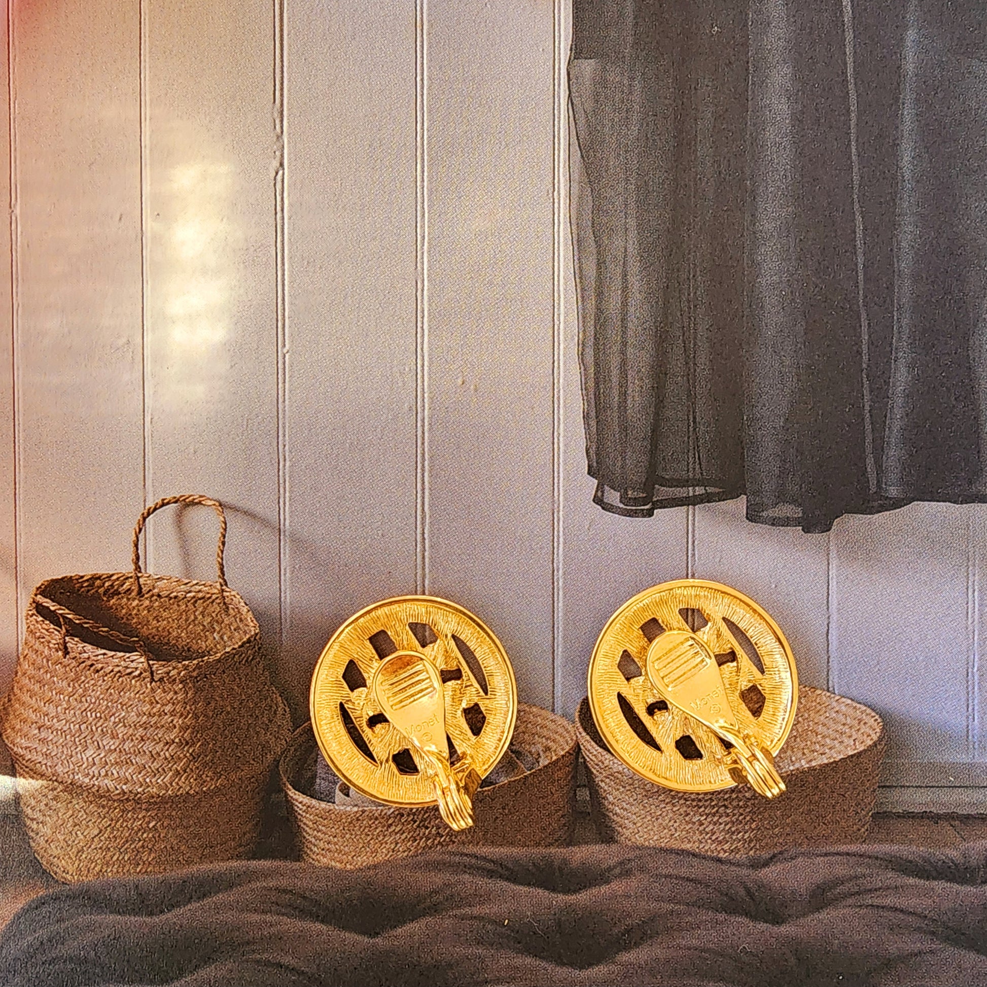 Monet Vintage earrings. Clip on gold colour in excellent condition