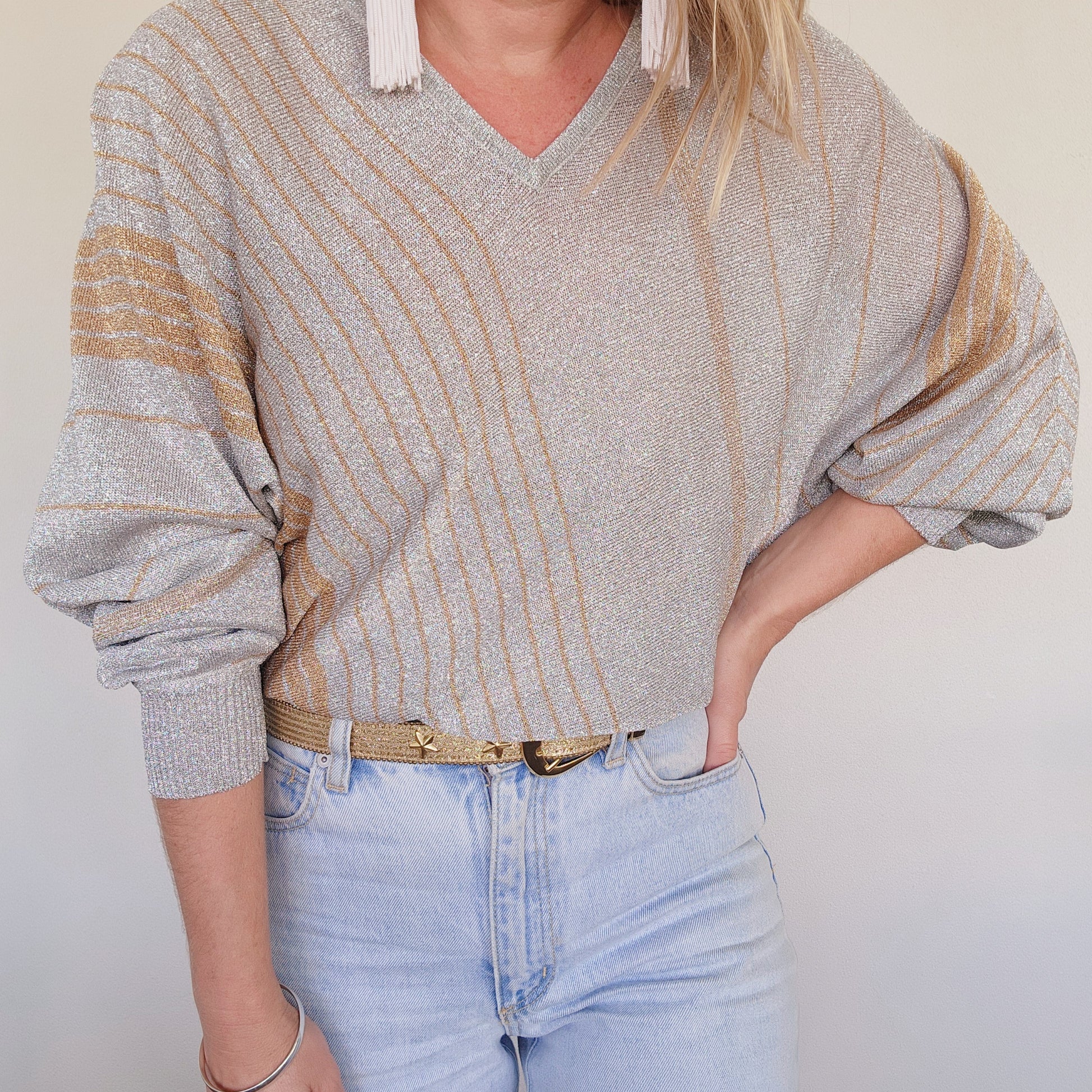 Vintage metallic knit, lightweight. wilsonavenue.au