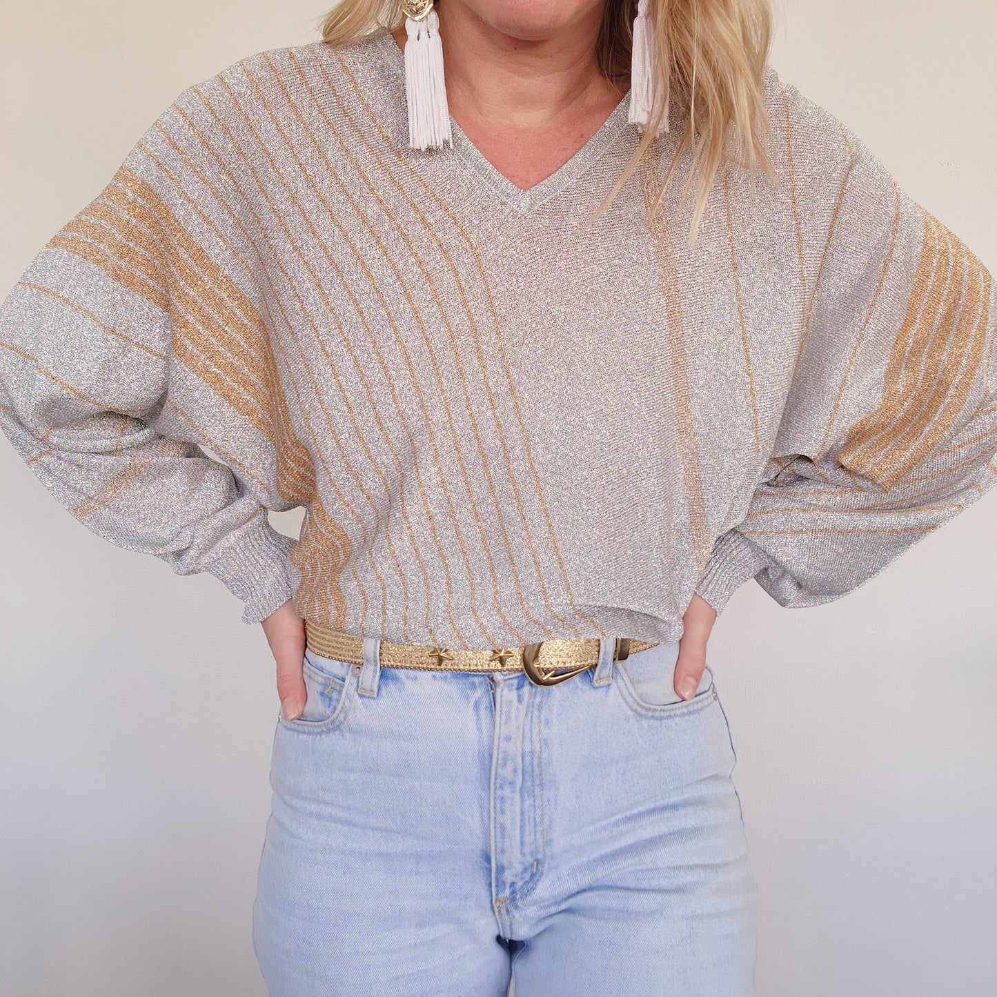 Vintage metallic knit, lightweight. wilsonavenue.au