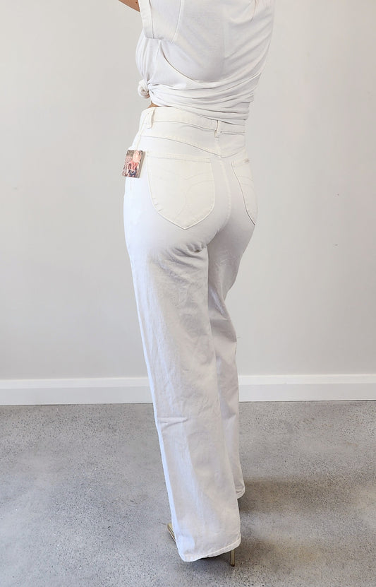 High waisted white rollas