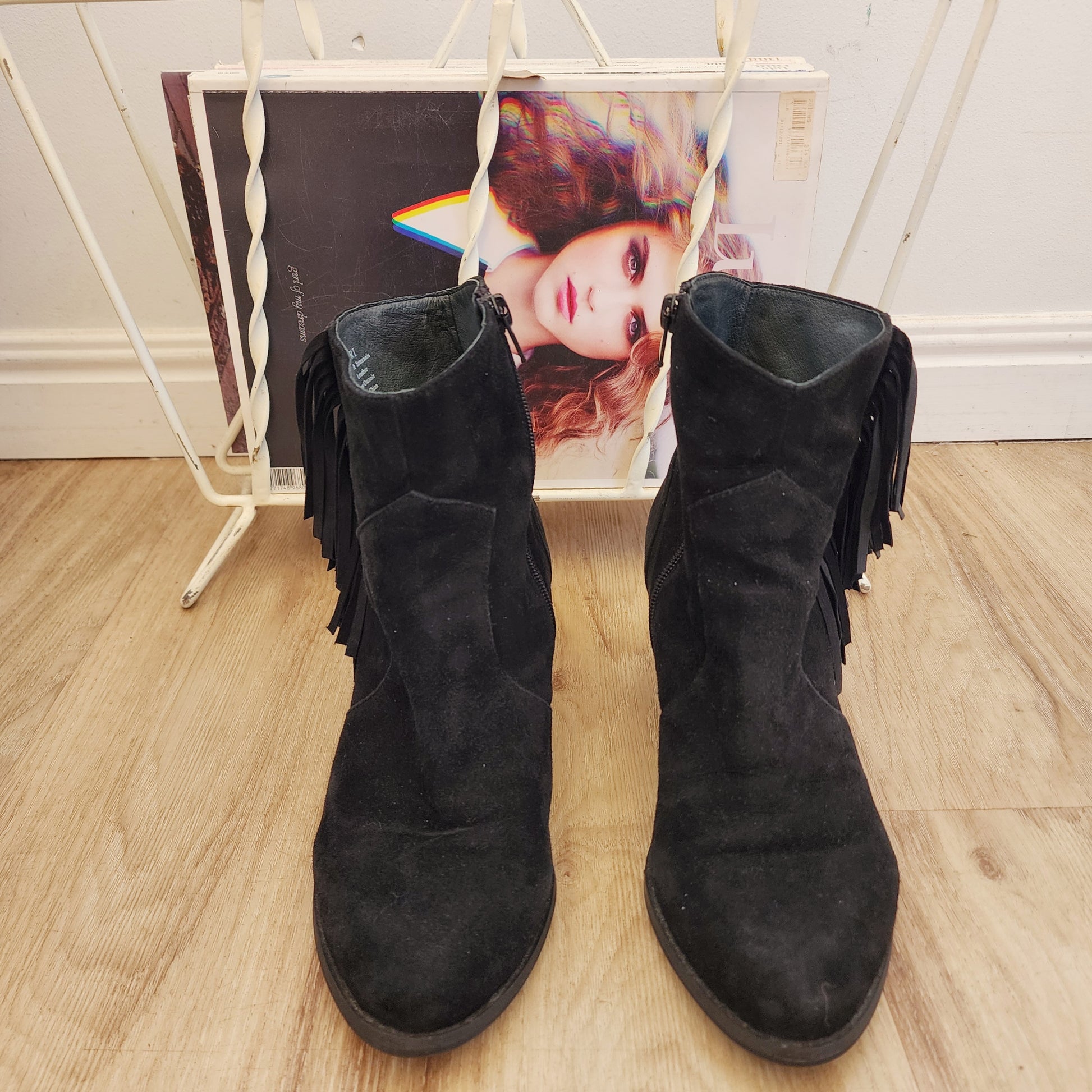 Black fringe ankle boots by Wittner. Cowgirl Western Boots