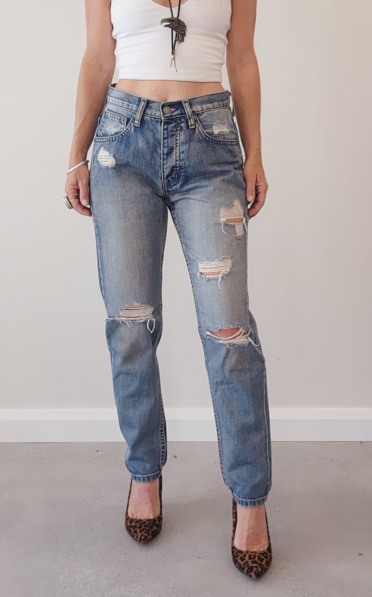 Ziggy distressed denim blue jeans
