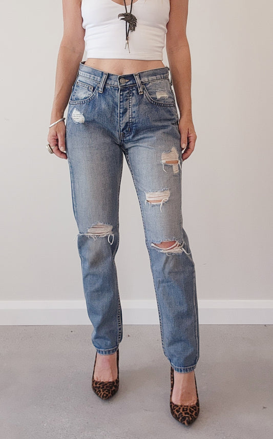 Ziggy distressed denim blue jeans
