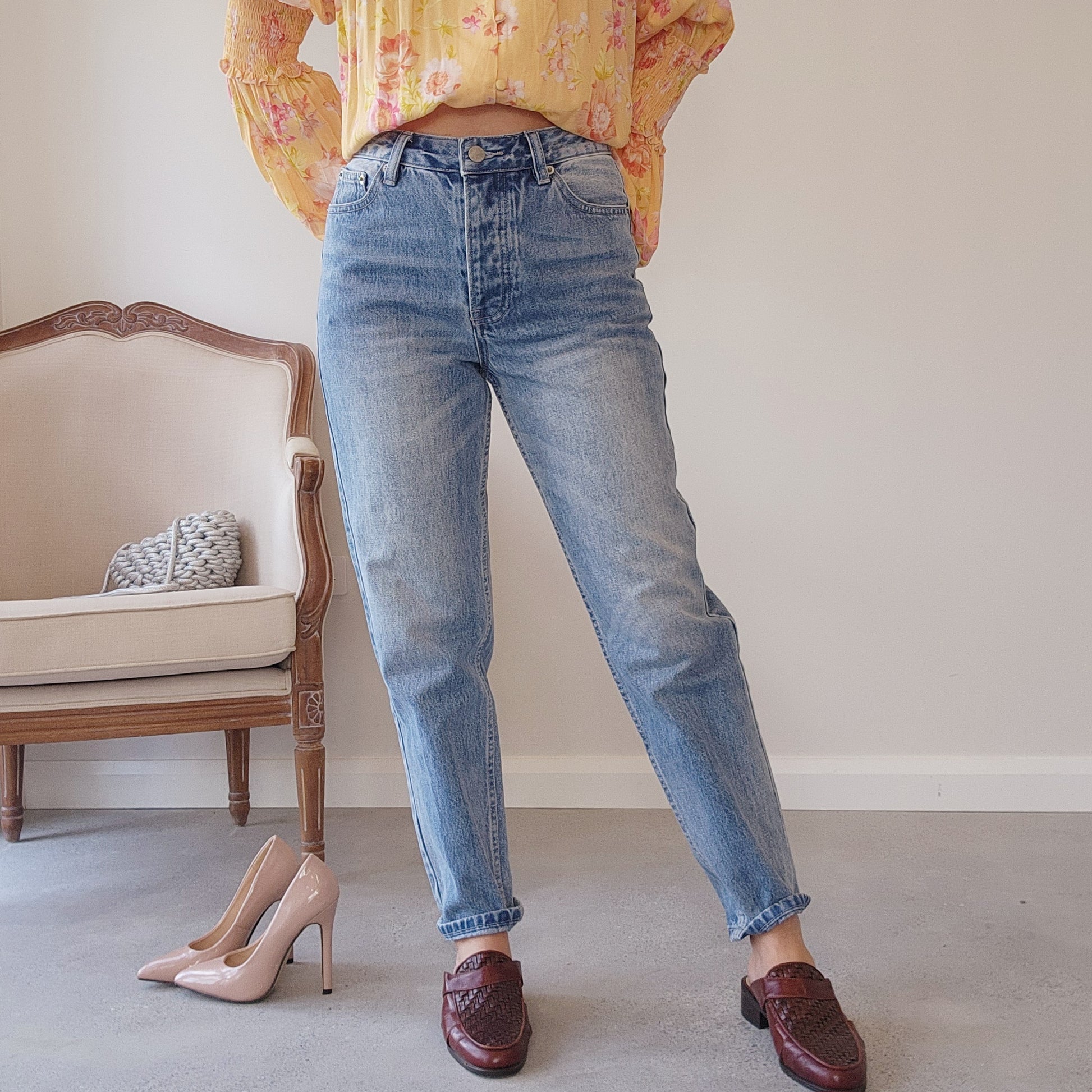 Assembly label vintage wash jeans in size 10, wonderful secondhand condition. Available online at Wilsonavenue.au