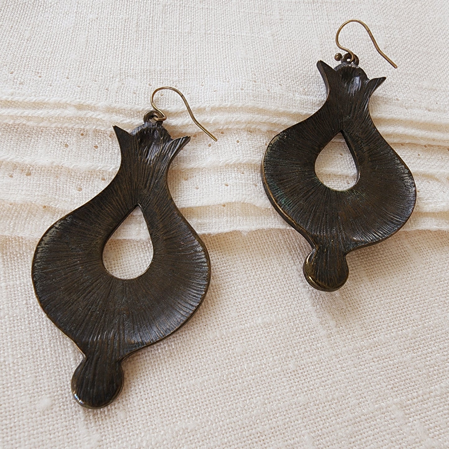 Back view of Samantha Wills Monet’s Garden statement drop earrings in antique metal finish.
