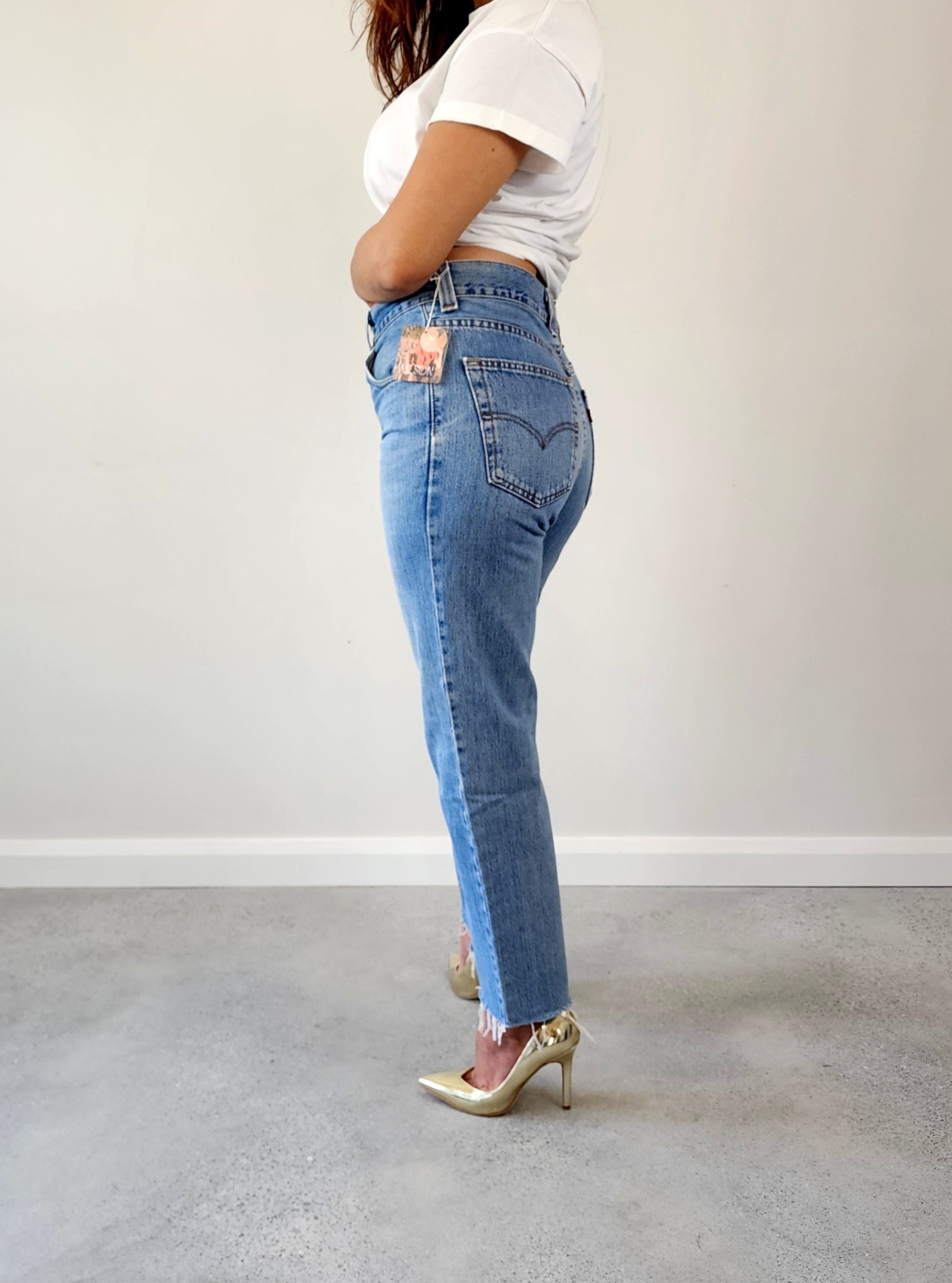 Second hand blue Levi Jeans, 504, mid rise size 12