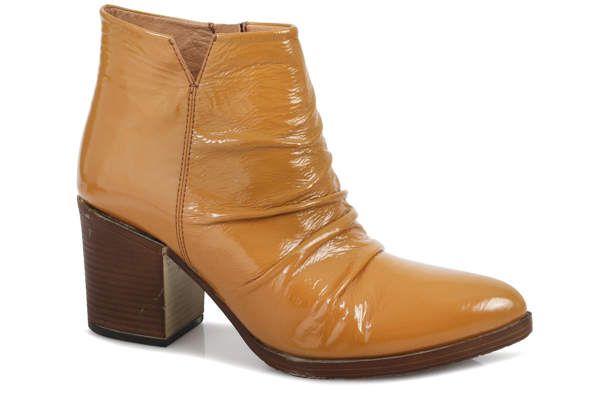 Sempre Di, mustard ankle boots, creased style