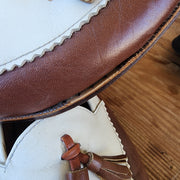 Vintage brown and white tassel loafers size 7