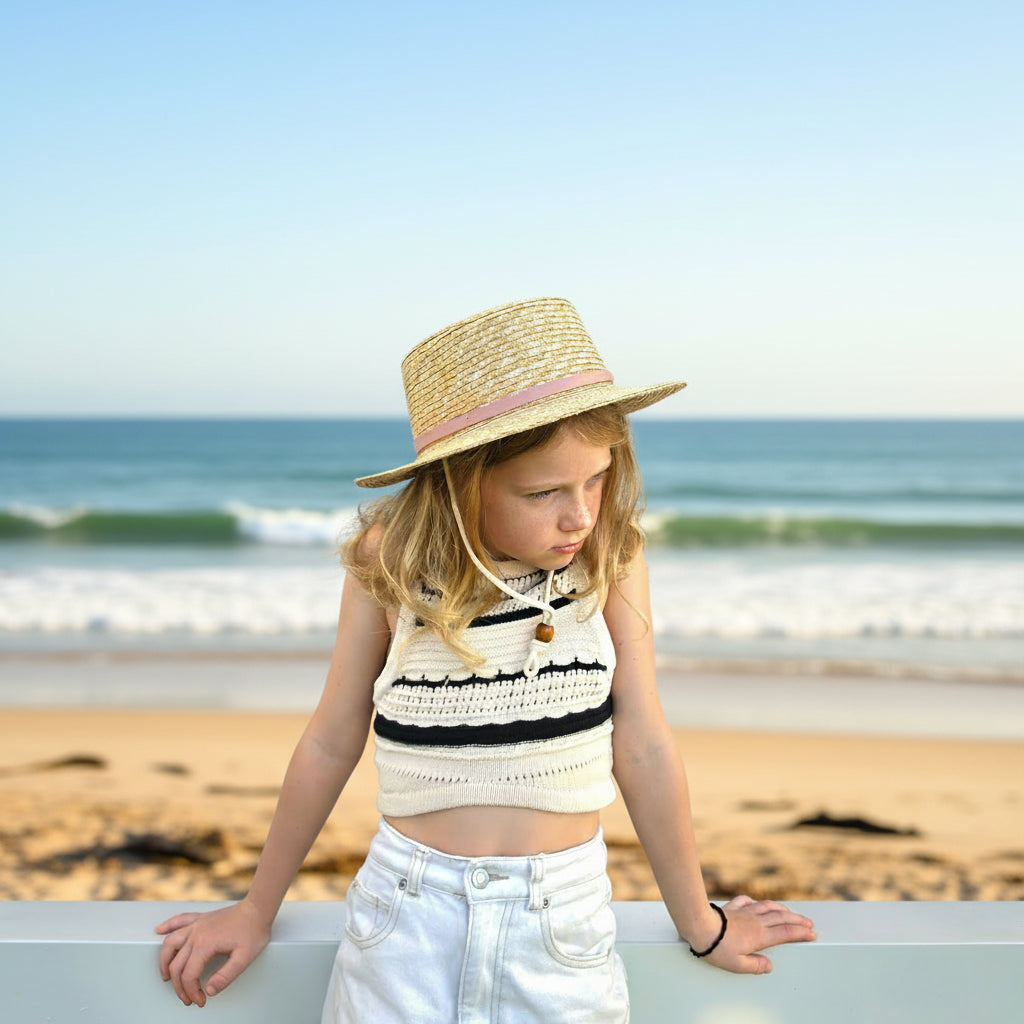 Shayd Mini Straw Boater - Pink Strap