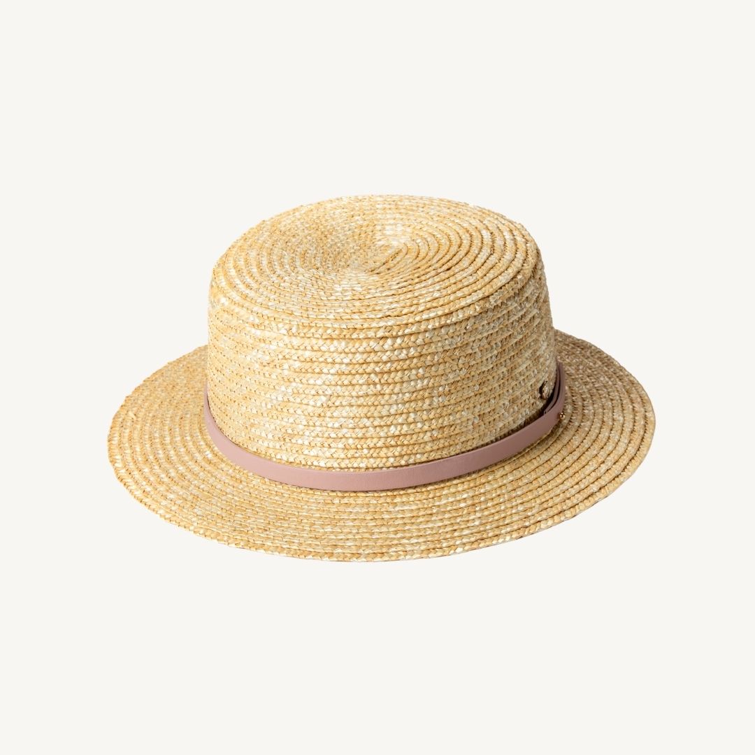 Shayd Straw Boater - Pink strap