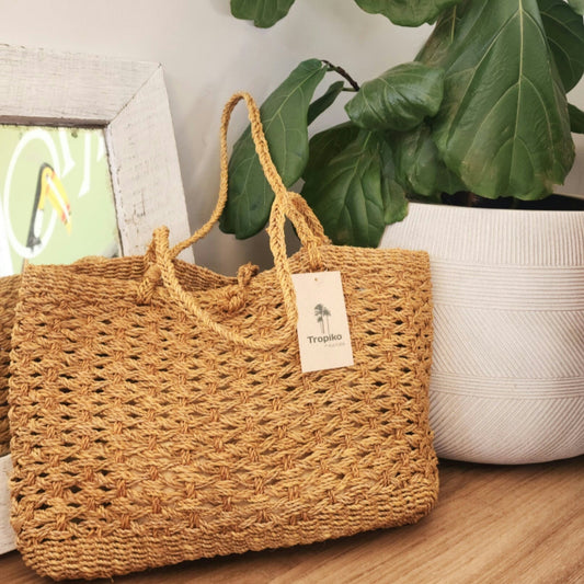 Abaca woven shoulder bag, new with tags attached
