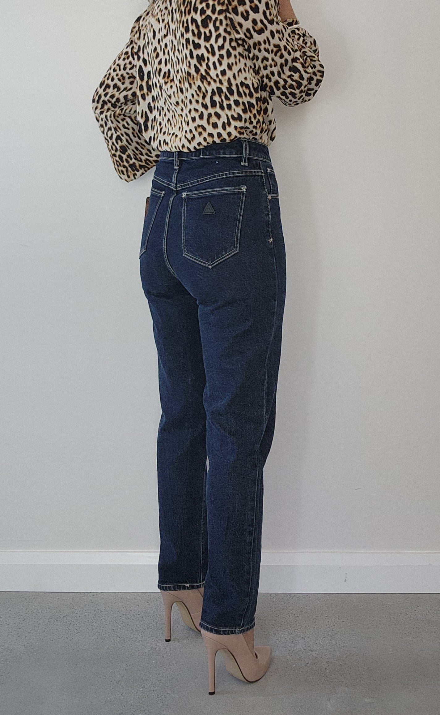 Secondhand dark denim Abrand high waisted slim leg jeans, size 8, in wonderful condition