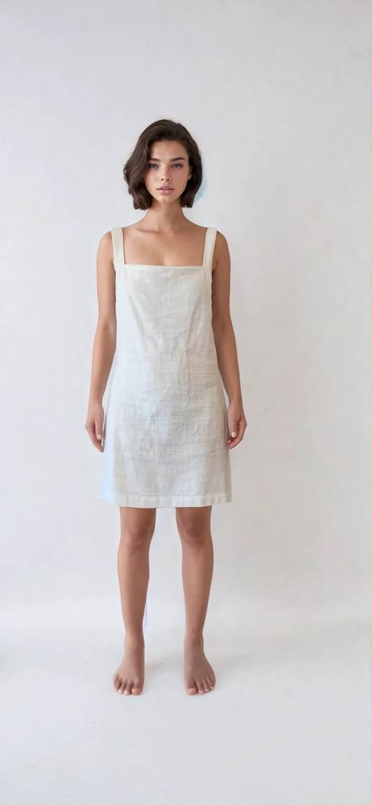 White Arthur Apparel pinafore, overall dress in size 10 available online at Wilson Avenue