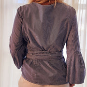 Striped Camilla and Marc C&M V neck wrap top in striped blue and white.