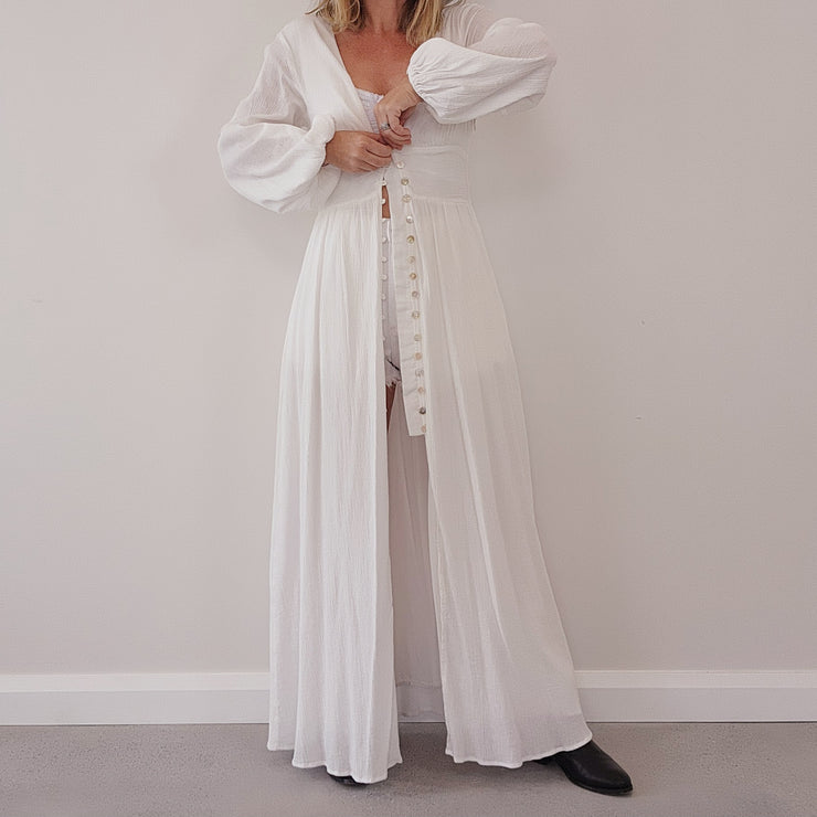 Charlie holiday white Halycon dress, duster, white button up