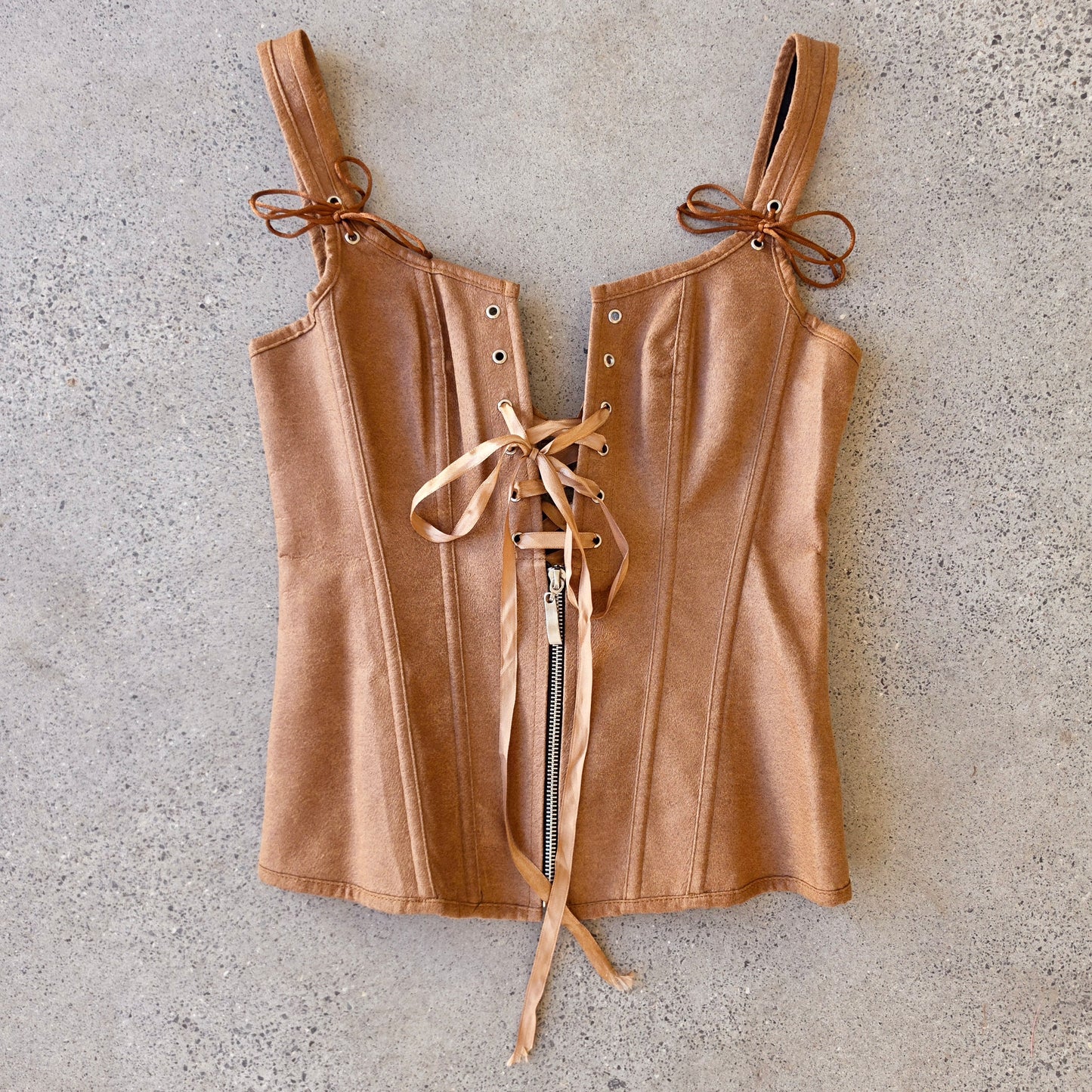 Image showing the front of the Charmian Renaissance tie up corset top.