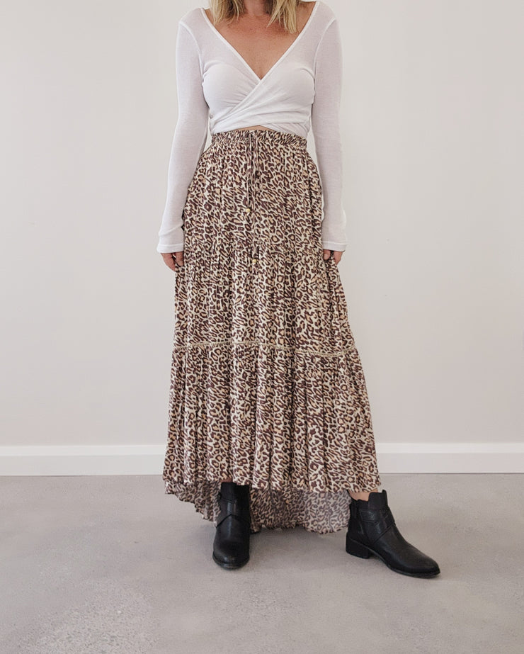 Kivari Alena leopard print maxi skirt size 6