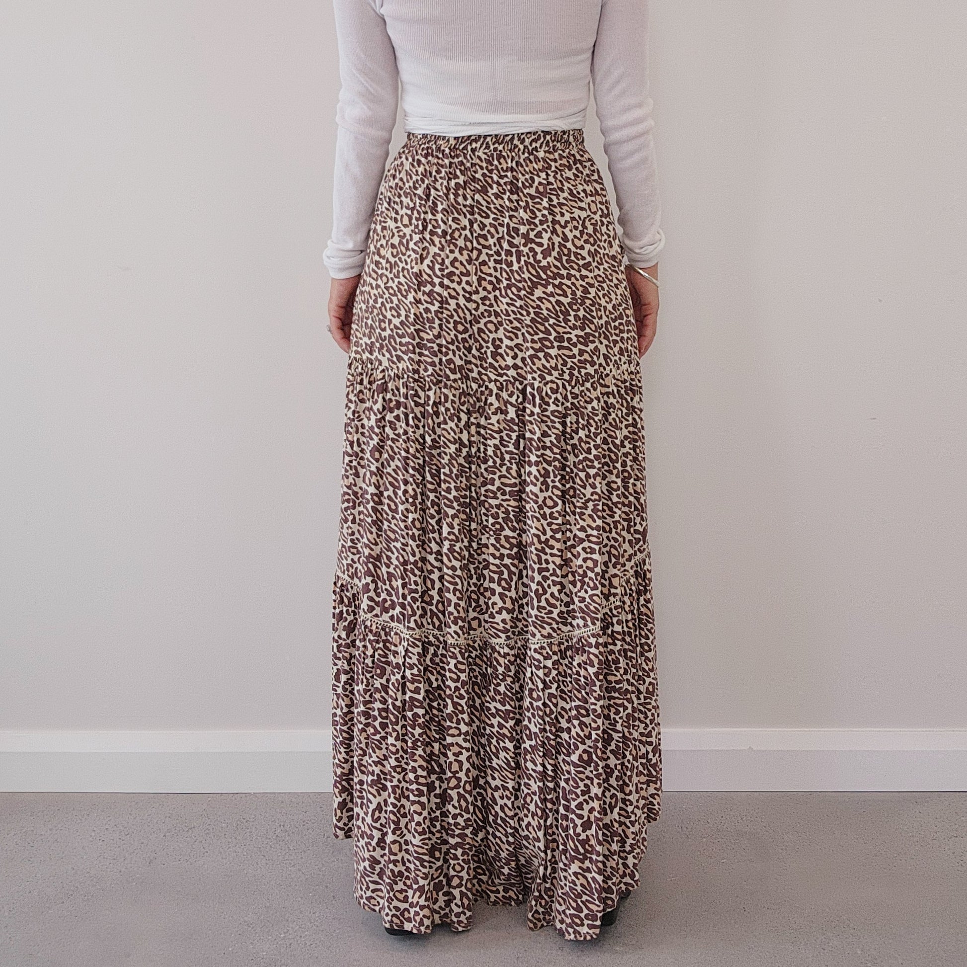 Kivari Alena Animal Print Maxi Skirt XS