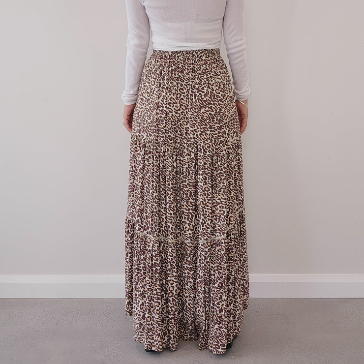 Kivari Alena Animal Print Maxi Skirt XS