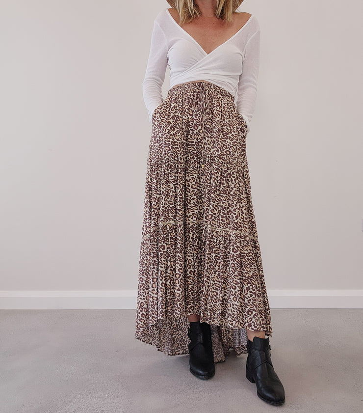 Kivari Alena high low skirt, in leopard print size 6
