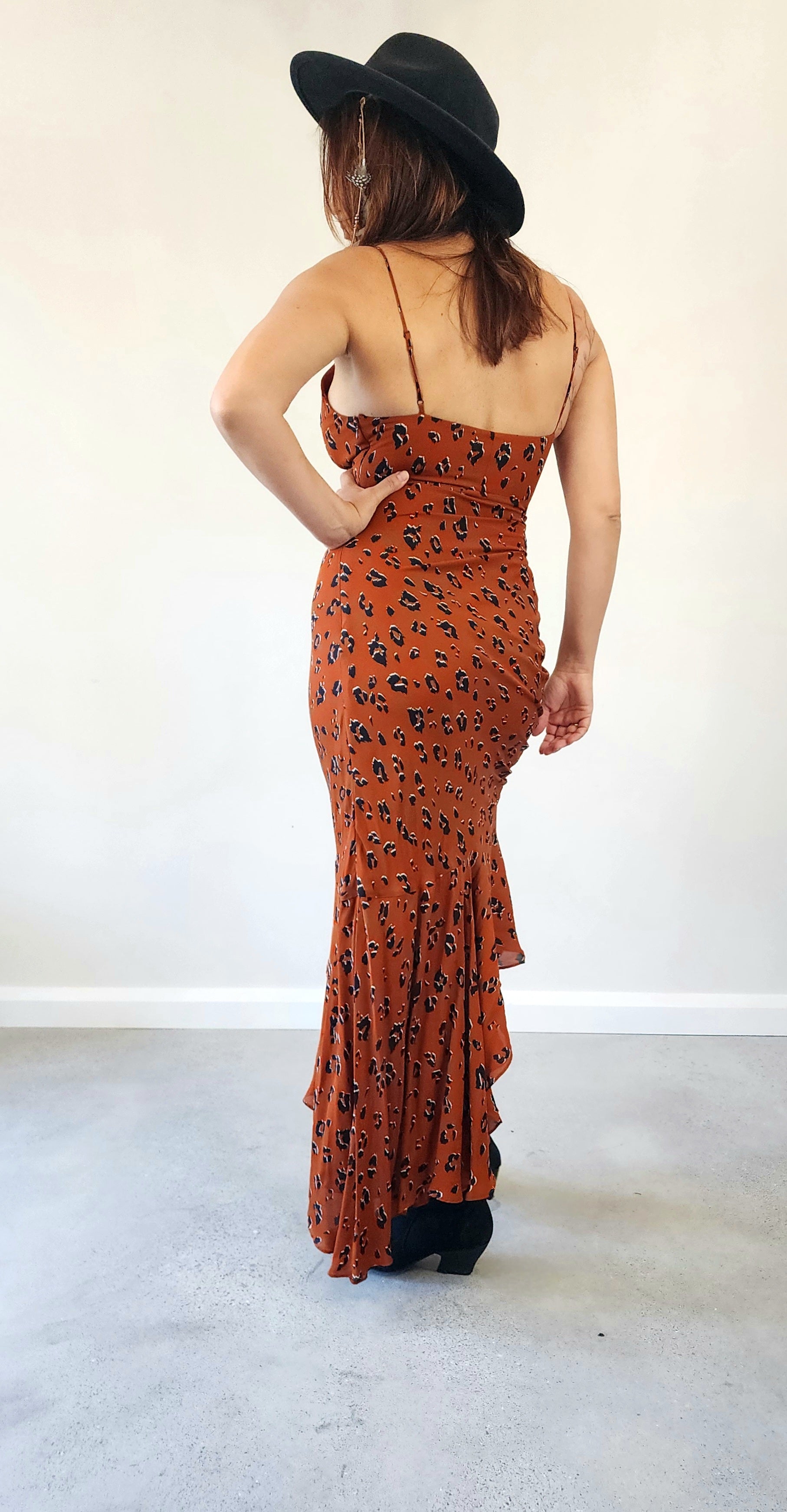 Stunning Secondhand Nicholas silk evening slip dress, animal print size 12
