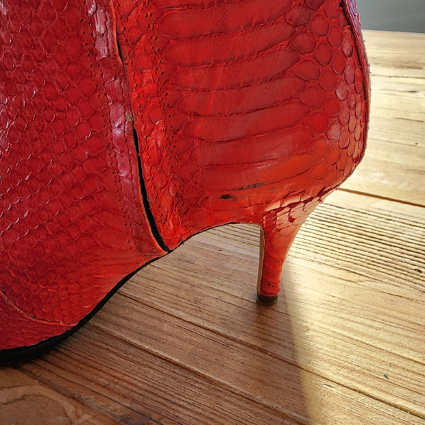 Secondhand red snakeskin boots