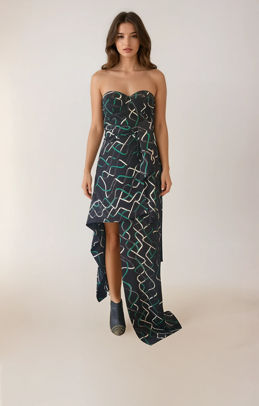 Gorgeous Sass & Bide streamers high low corset style dress. Size 8 available now online at Wilson Avenue wilsonavenue.au