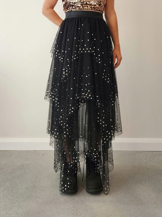 Black Sass & Bide crystallised embellished tulle skirt xs.
